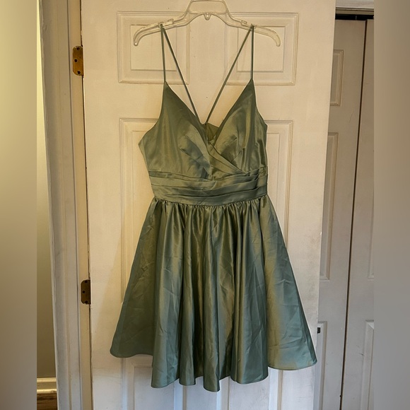 Christina Wu Meadow Green Mini Dress Style 22778 - Picture 1 of 4
